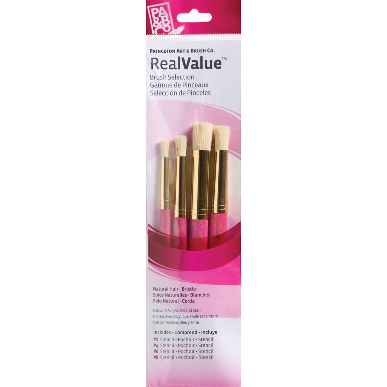 Princeton™ RealValue™ Bristle Stencil 4 Piece Brush Set